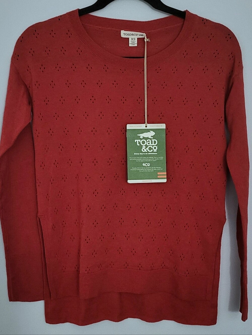 NWT Toad&Co XS Cambria Pointelle Sweater Merino Wool, Tencel, Organic Cotton